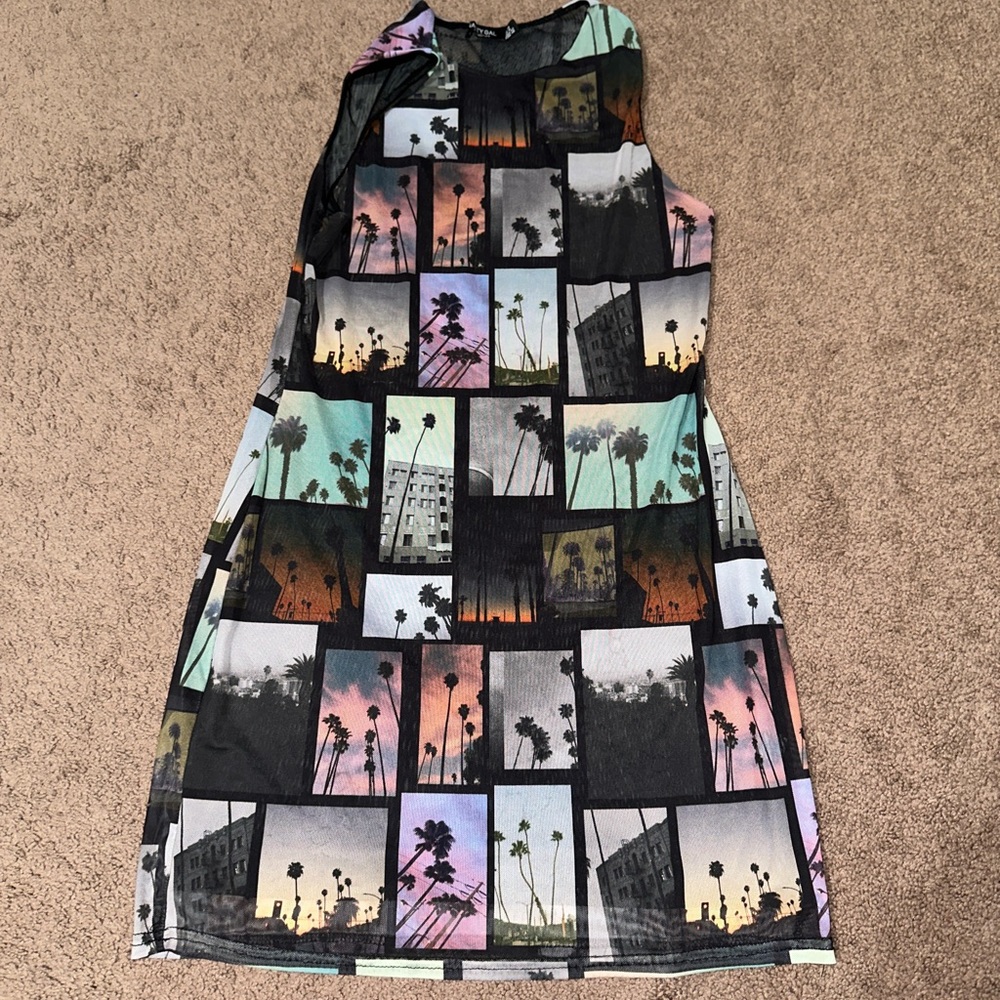 Nasty gal mesh cityscape scenic landscape mini dress